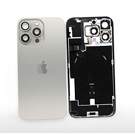 iPhone 16 Pro Max Rear Glass With Wireless Charging And Camera Lens Original Pulled Natural Titanium - Thepartshome.eu