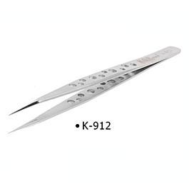 KGX K-912 Extra-hard Stainless Steel Straight Fine Tip Jump Wire Tweezer Narrow Handle With Holes	