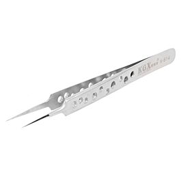 KGX K-914 Extra-hard Stainless Steel Straight Fine Tip Jump Wire Tweezer  Wide Handle With Holes