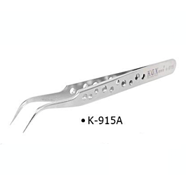 KGX K-915 Extra-hard Stainless Steel Curved Fine Tip Jump Wire Tweezer Wide Handle With Holes