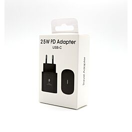 Power Adapter with Single USB-C Outlet 25W EU Standard with CE Mark Black
