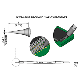 JBC Soldering Tip C210020 Cartridge Conical Ø 0.1
