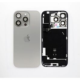 iPhone 16 Pro Rear Glass With Wireless Charging And Camera Lens Original Pulled Natural Titanium - Thepartshome.eu