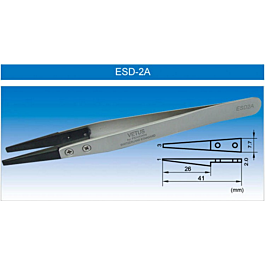 Anti-Static Stainless Tweezers with Plastic Tip [ESD-2A]
