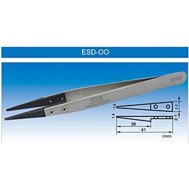 Anti-Static Stainless Tweezers with Plastic Tip [ESD-00]