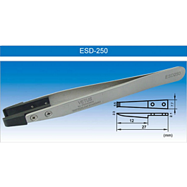 Anti-Static Stainless Tweezers with Plastic Tip [ESD-250]