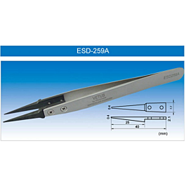 Anti-Static Stainless Tweezers with Plastic Fine Tip [ESD-259A]